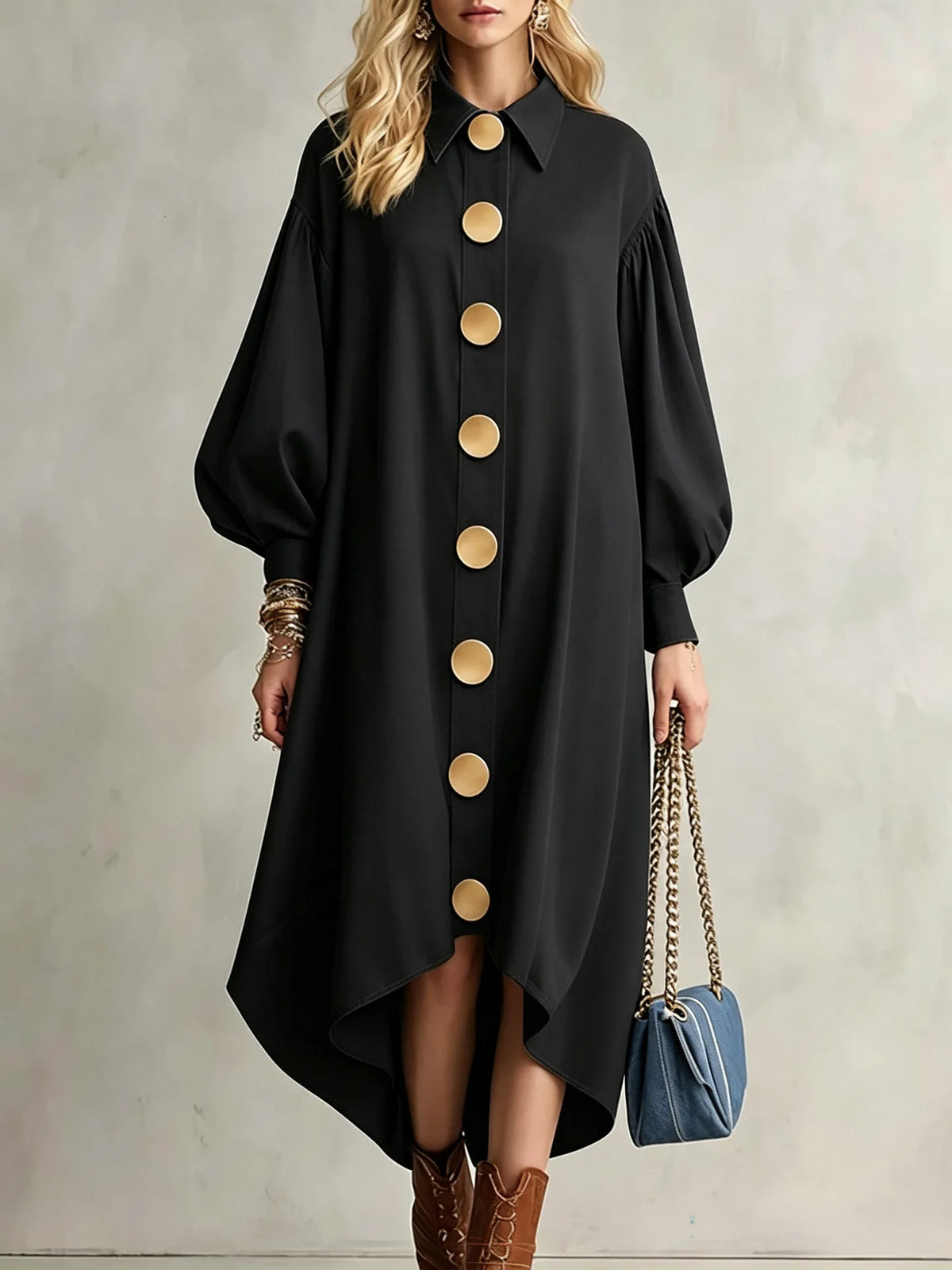 Meghan | Women's Elegant Jumper Dress - Color:Black;Size:S