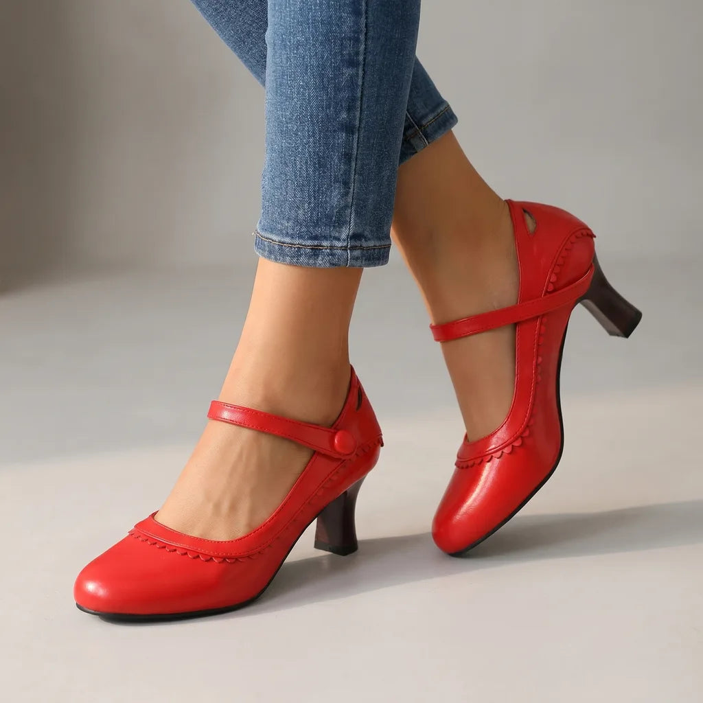Melissa Mary Jane Heels - Color:Red;Size:35