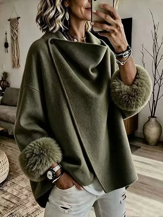 Melody | Women's Short Wool Coat - Color:Army Green;Size:XS