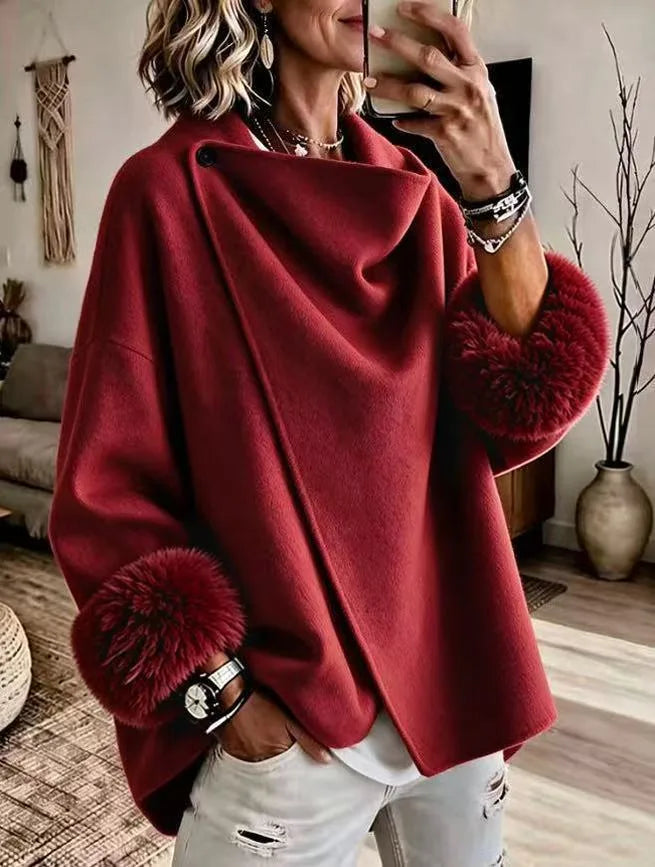 Melody | Women's Short Wool Coat - Color:Wine Red;Size:XS