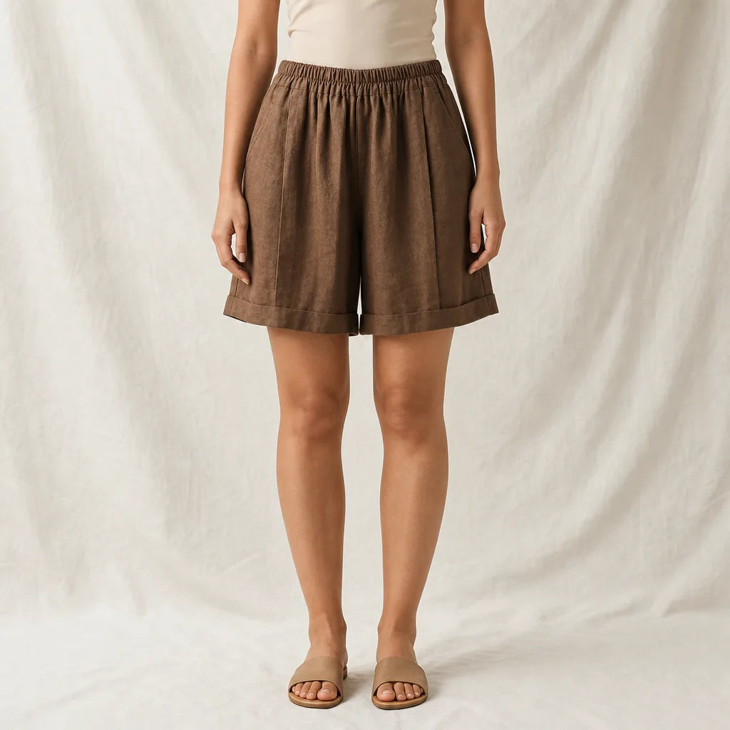 Women's Brown Merilyn Cotton Shorts