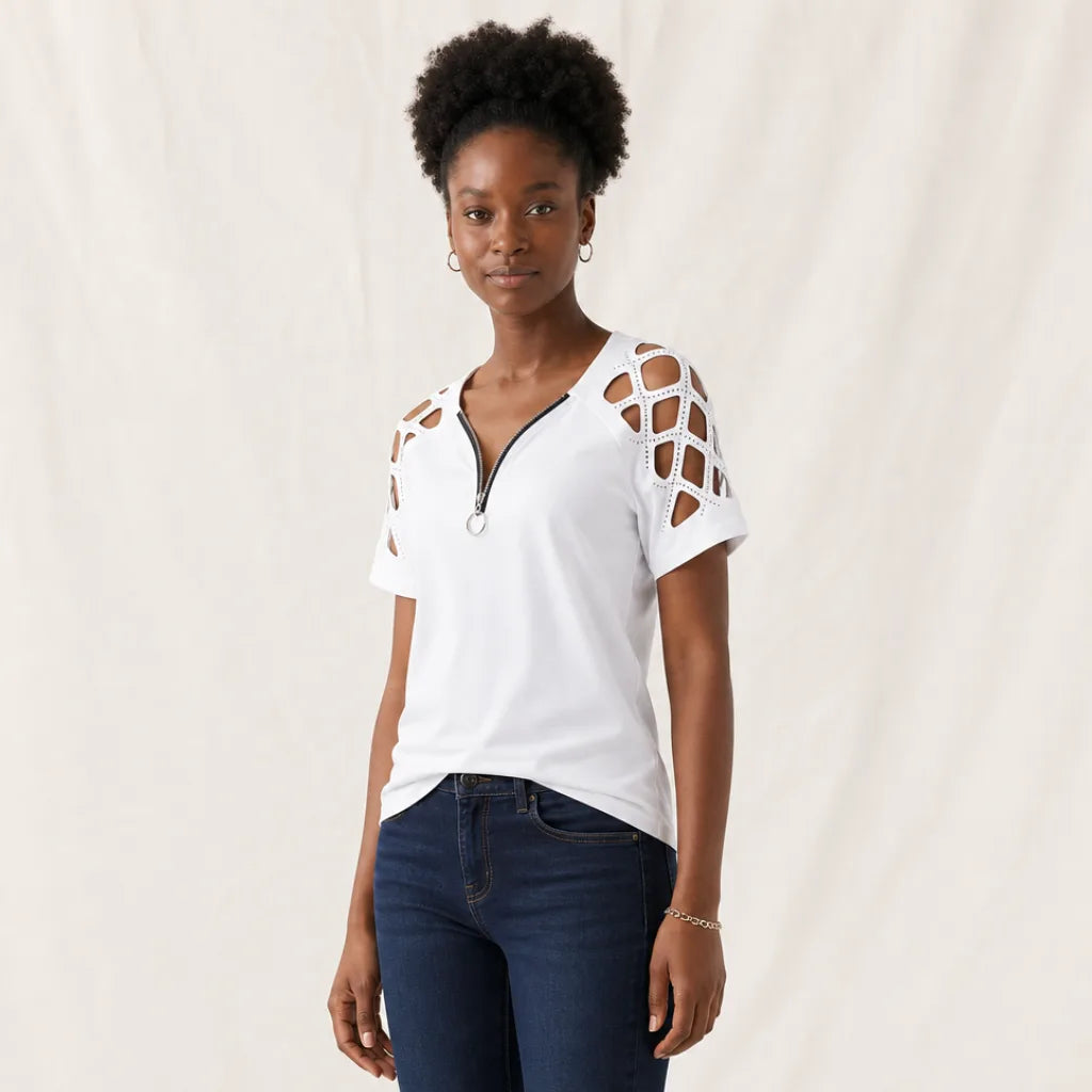 Carmichael Rhinestone Cut-Out T-Shirt
