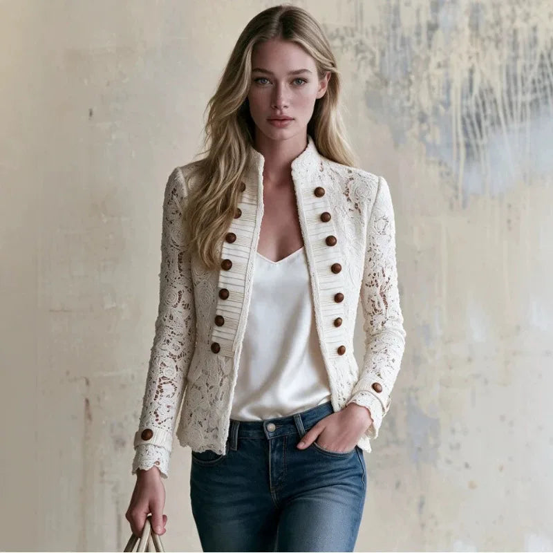 Women's Molly | Women's White Lace Double-Breasted Jacket