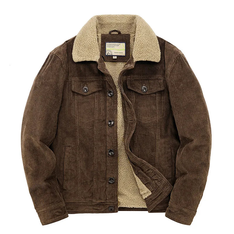 Morrison | Men's Corduroy Sherpa Winter Jacket - Color:Dark Brown;Size:S
