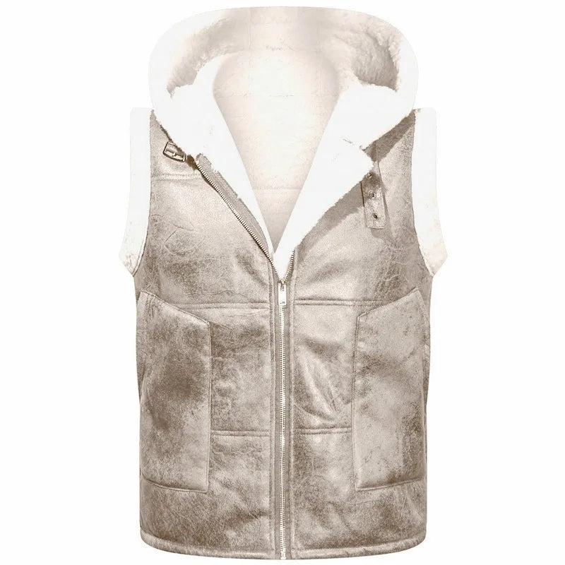 Morrow | Men's Hooded Fleece-Lined Vest - Beige