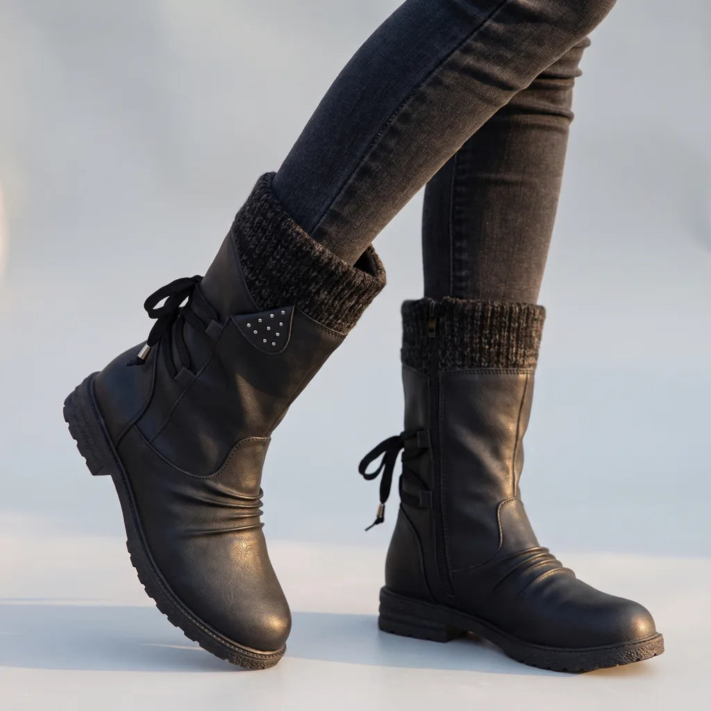 Natalie | Women's Orthopaedic Mid-Calf Boots - Color:Black;Size:35