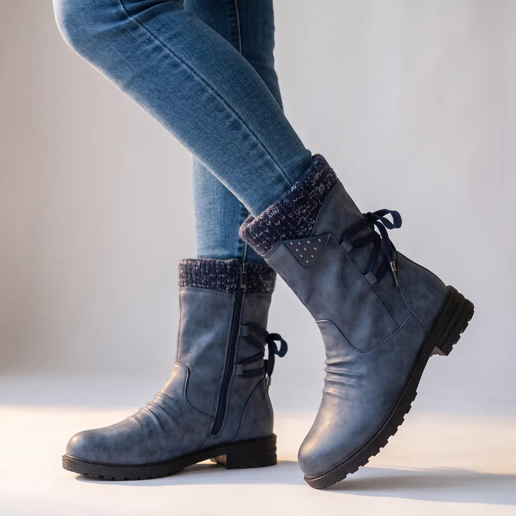 Natalie | Women's Orthopaedic Mid-Calf Boots - Color:Blue;Size:35