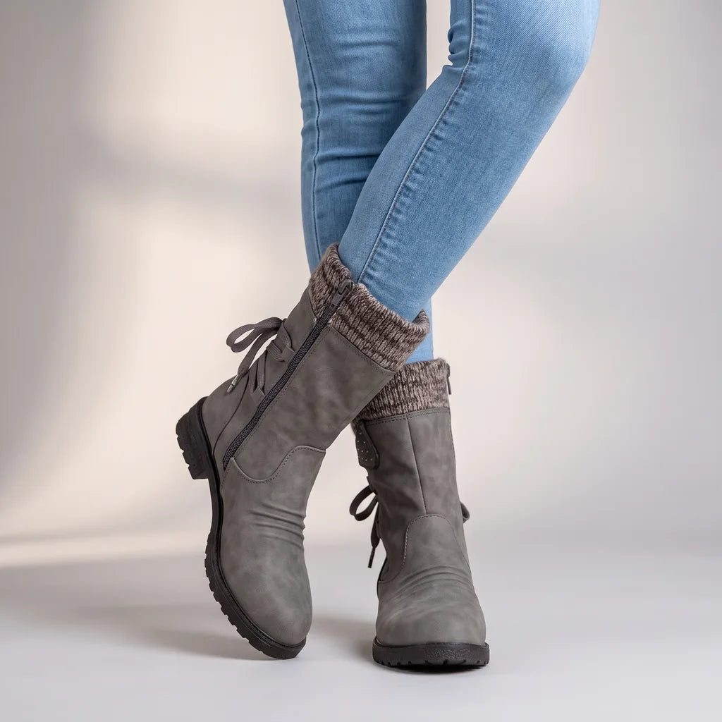 Natalie | Women's Orthopaedic Mid-Calf Boots - Color:Gray;Size:35