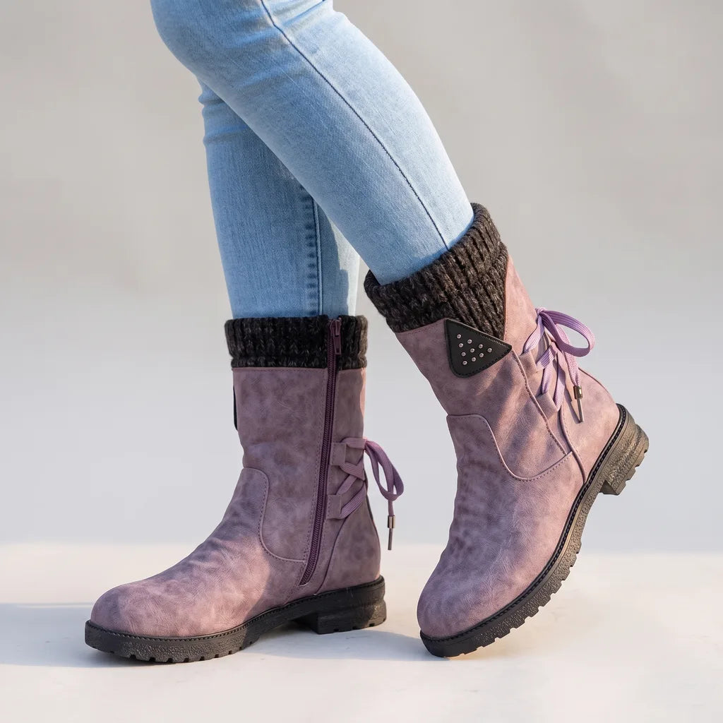 Natalie | Women's Orthopaedic Mid-Calf Boots - Color:Purple;Size:35