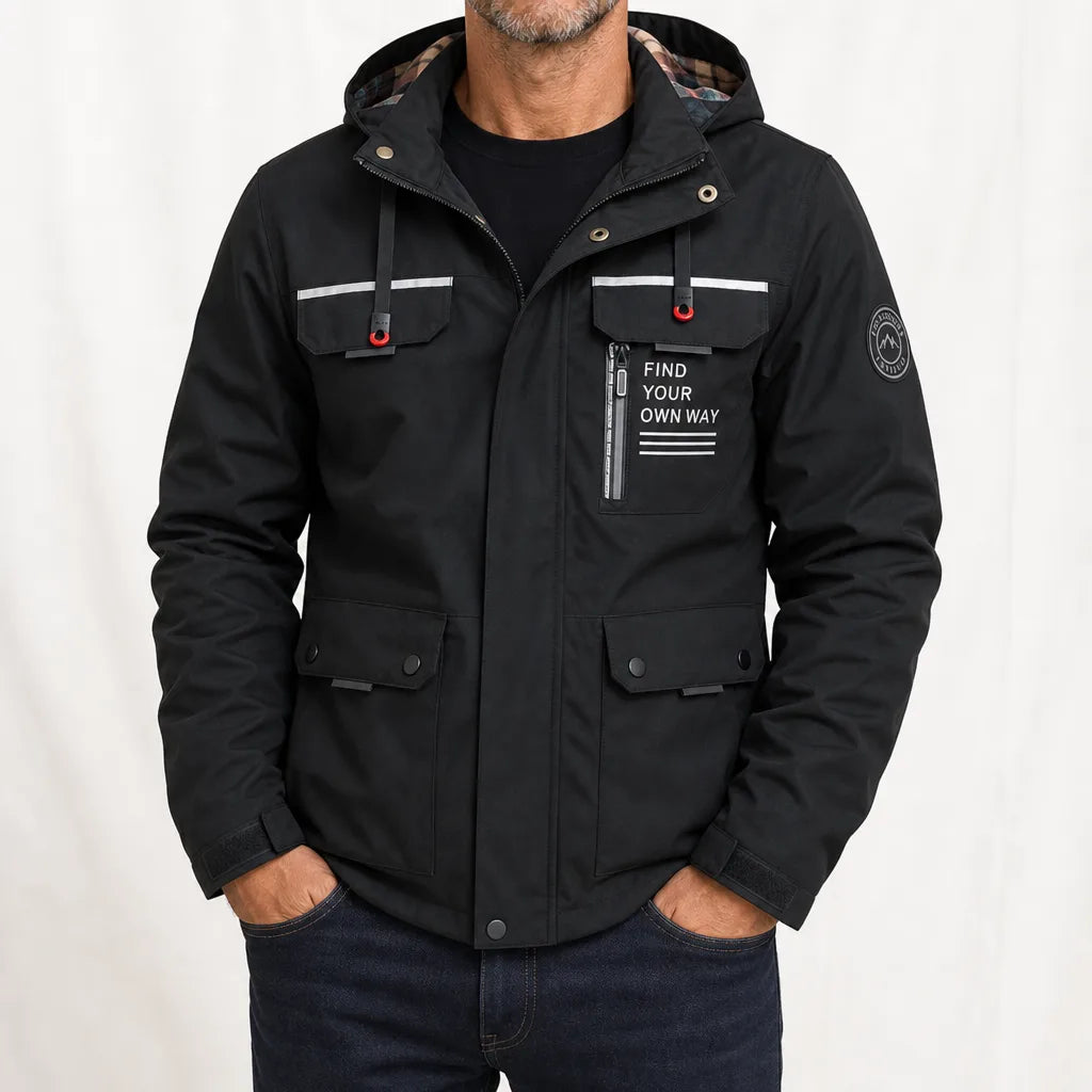 Nathaniel Hooded Windbreaker - Color:Black;Size:S