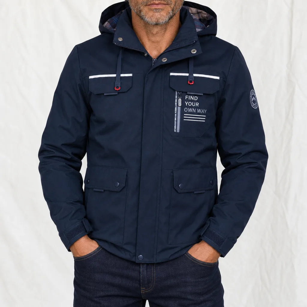 Nathaniel Hooded Windbreaker - Color:Blue;Size:S
