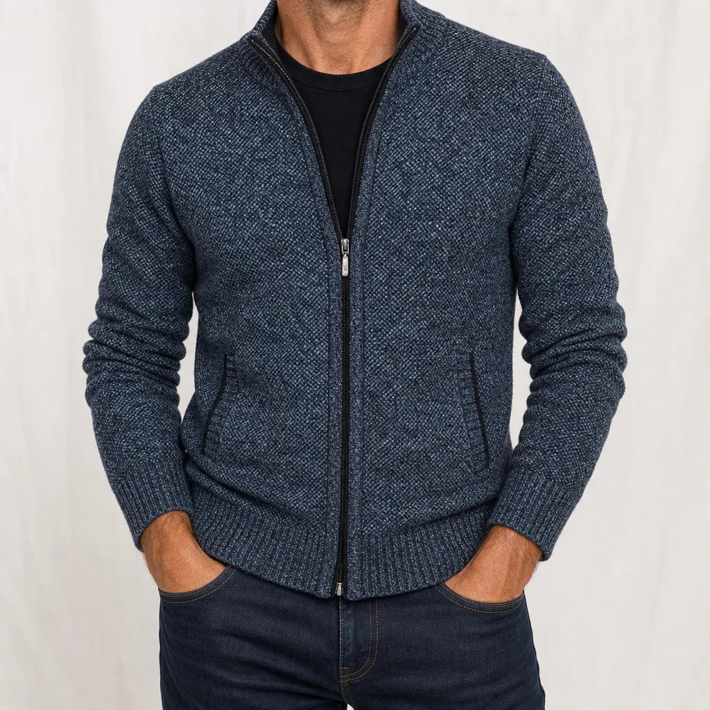 Nathaniel | Men's Knitted Cardigan Jacket - Color:Blue;Size:S