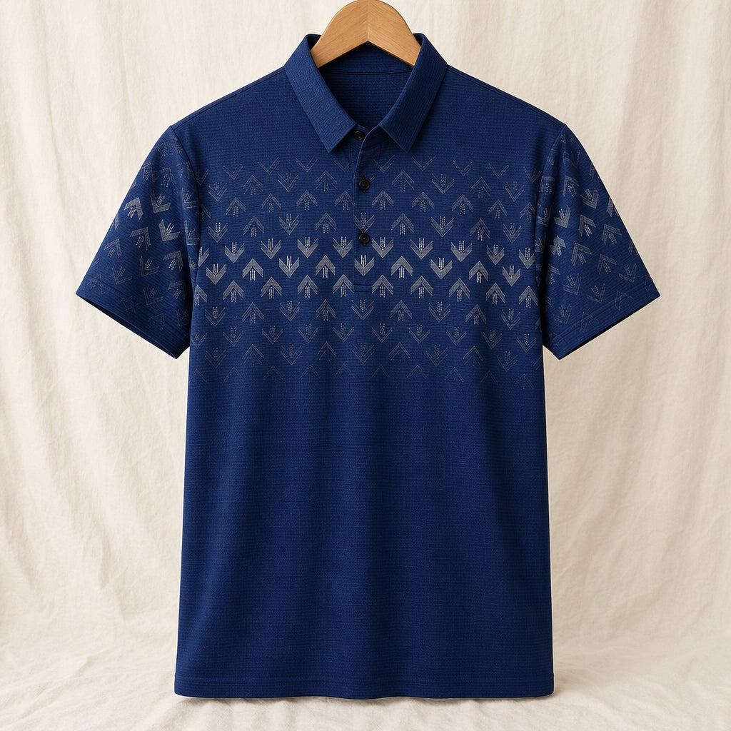Westbrook Striped Knit Polo Shirt - Color:Navy;Size:S