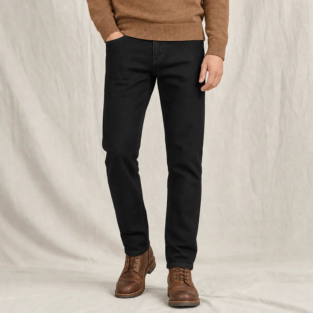 Newman Straight Cotton Jeans - Color:Black;Size:28