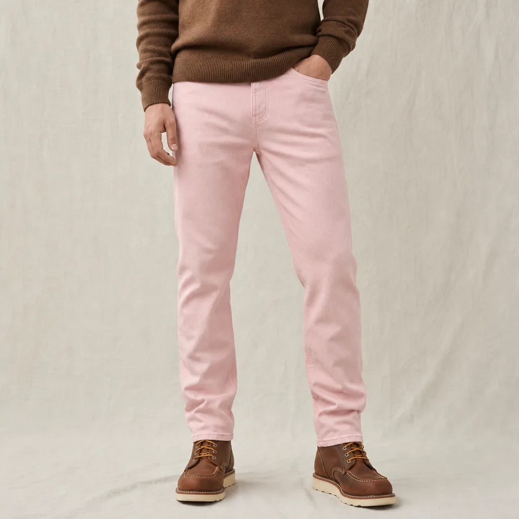 Newman Straight Cotton Jeans - Color:Pink;Size:28