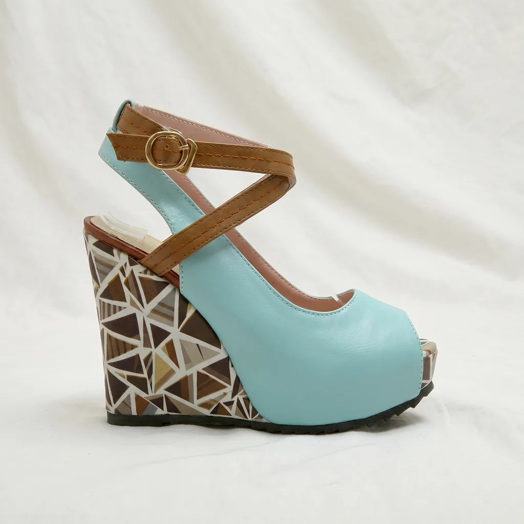 Women's Olive Peep Toe Wedge Sandals