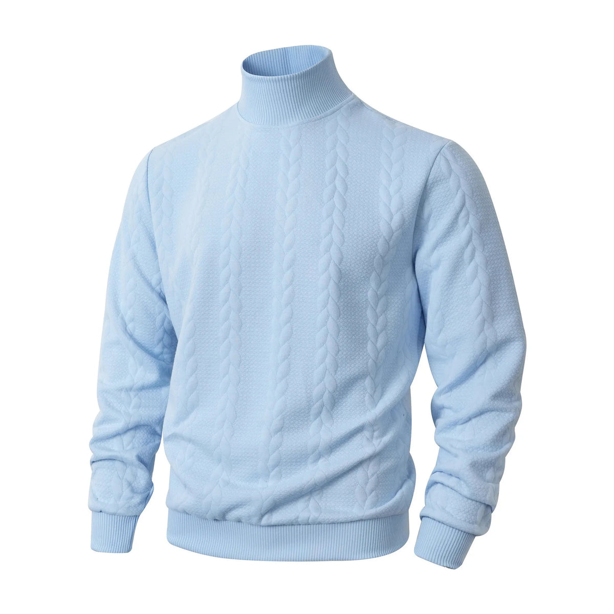 Oscar | Men's Jacquard Turtleneck Knitted Jumper - Color:Light Blue;Size:XS