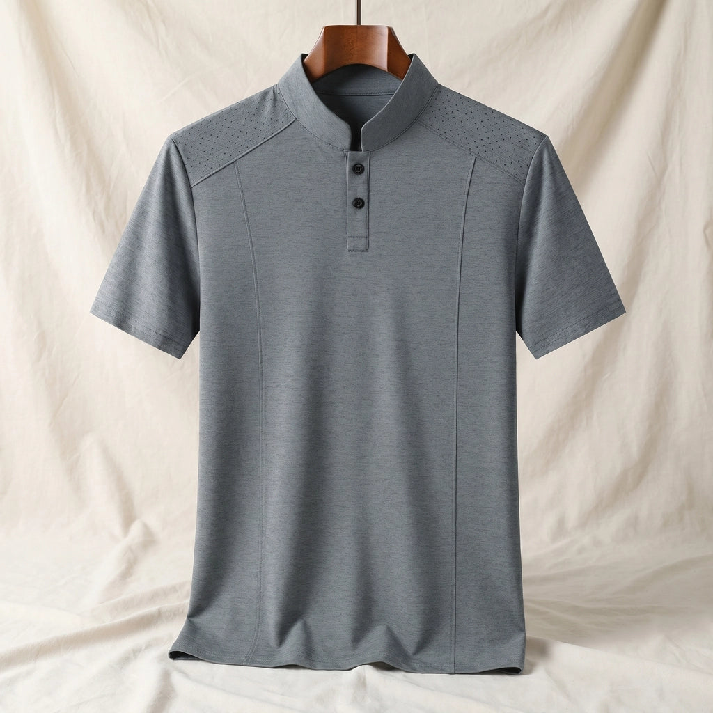 Oswald Stand Collar T-Shirt - Color:Gray;Size:S