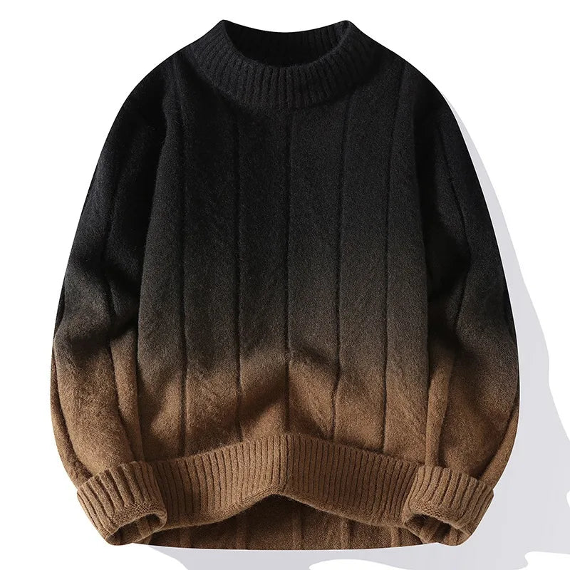 Palmer | Men's Gradient Thick-Knitted Jumper - Color:Black;Size:S