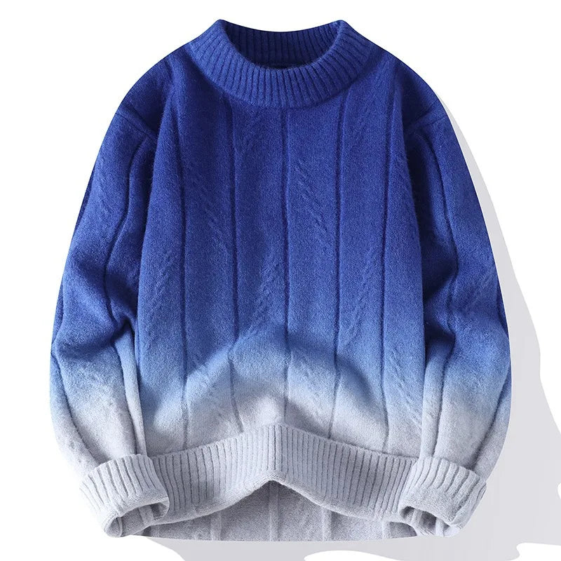 Palmer | Men's Gradient Thick-Knitted Jumper - Color:Blue;Size:S