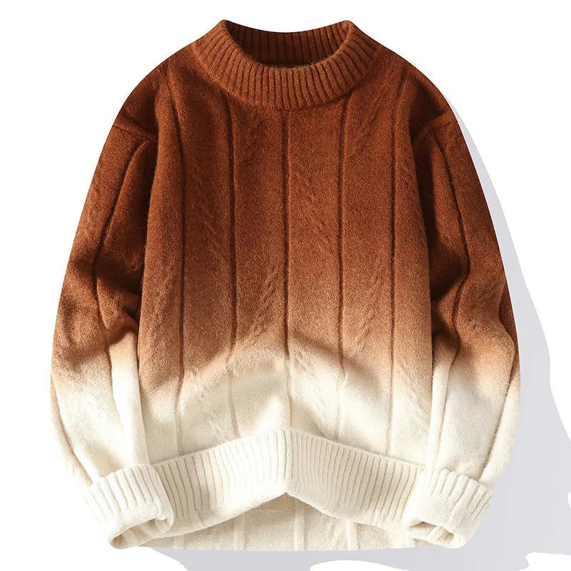 Palmer | Men's Gradient Thick-Knitted Jumper - Color:Caramel;Size:S