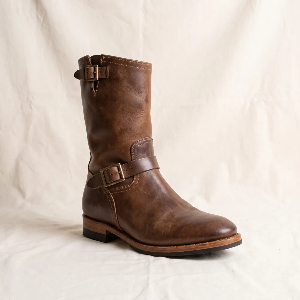 Men's Cognac Brown Ennis | Men's Vintage Leather Boots -No Match