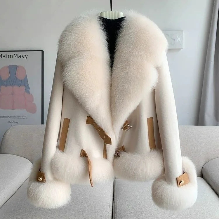 Pearl | Women's Faux Fur Winter Coat - Color:Beige;Size:XS