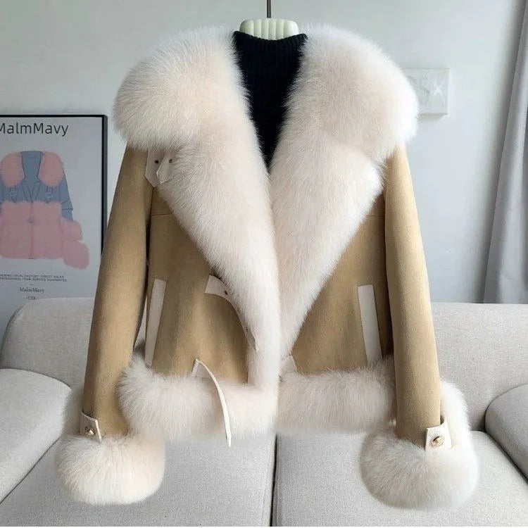 Pearl | Women's Faux Fur Winter Coat - Color:Khaki;Size:XS