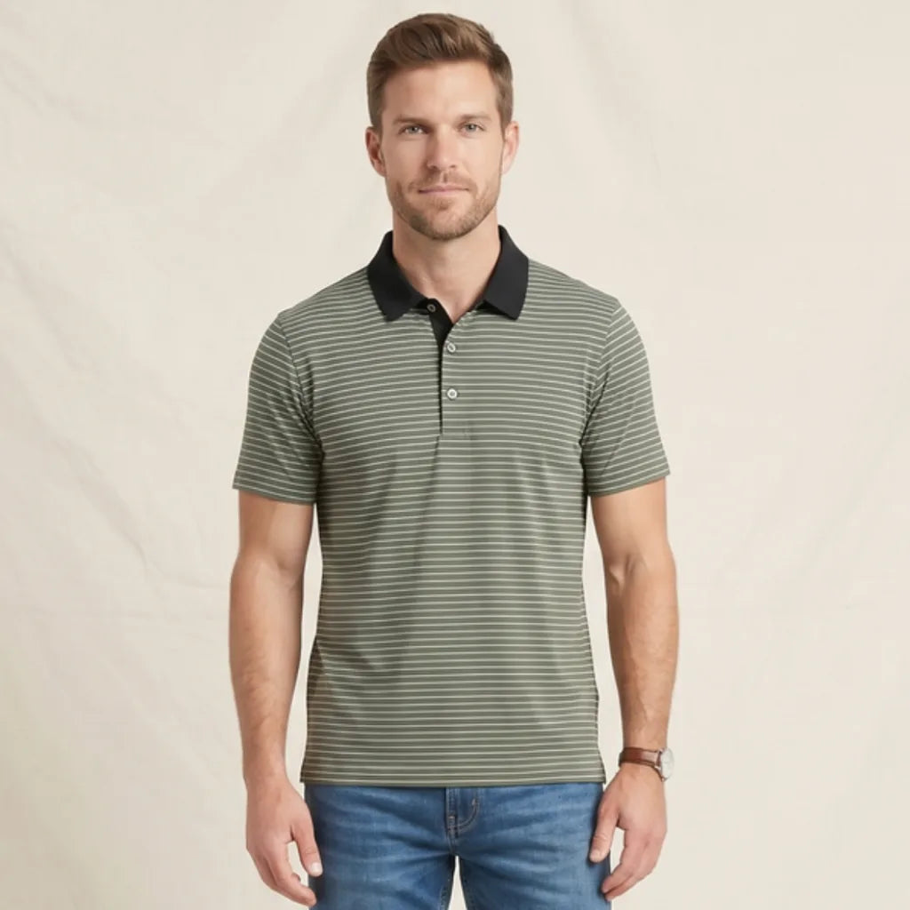 Phelps Striped Knit Polo Shirt