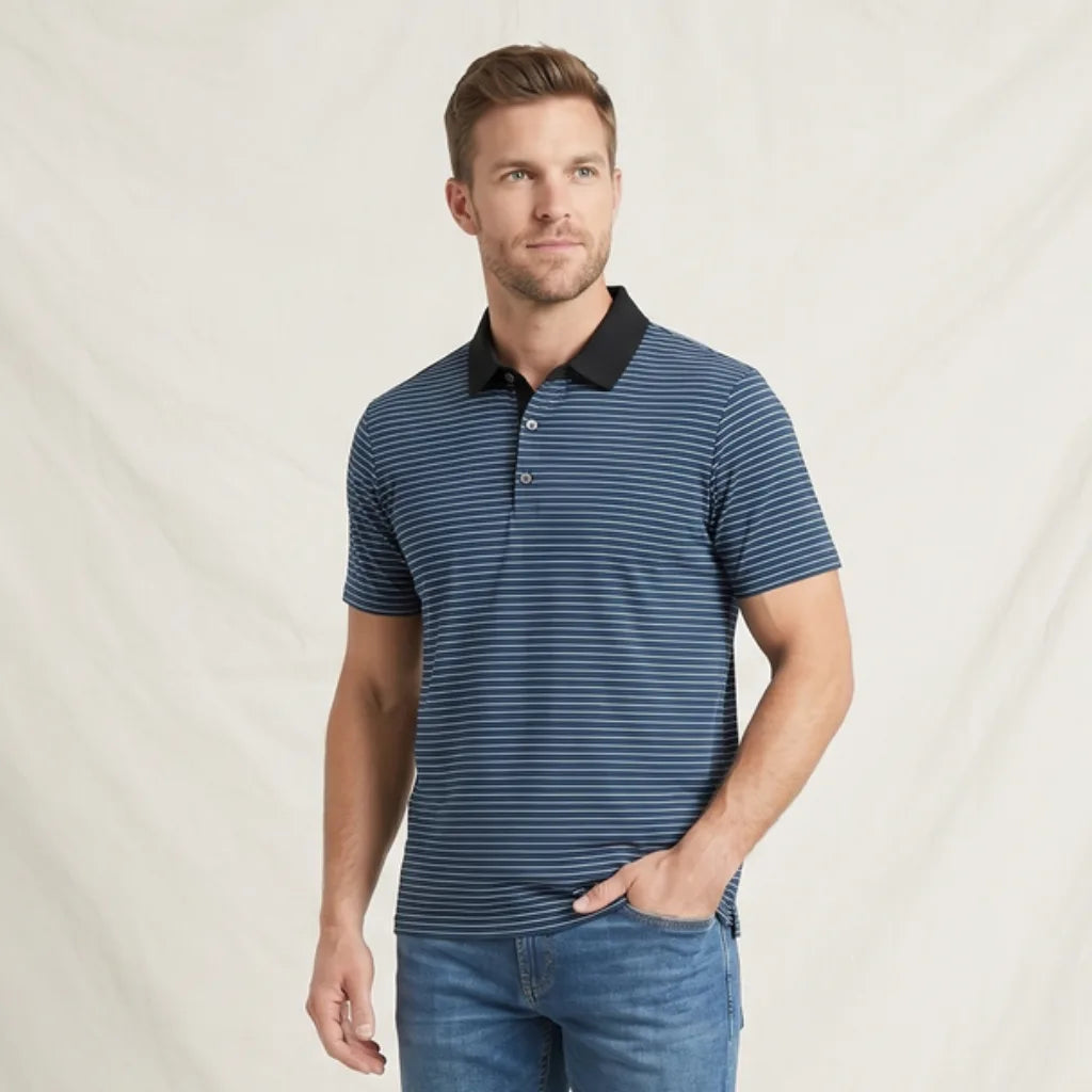 Phelps Striped Knit Polo Shirt