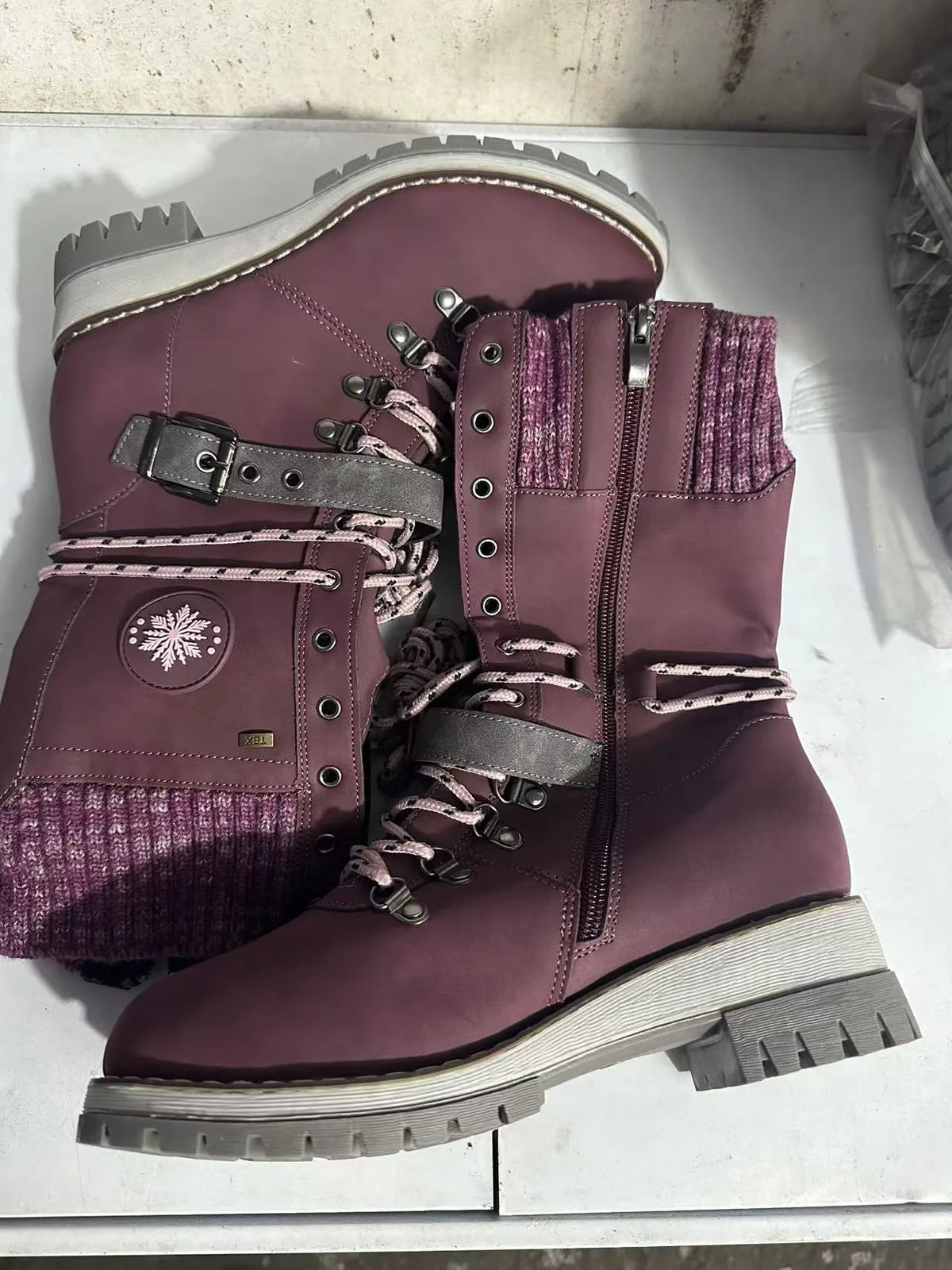 Phoebe | Women's Lace Up Winter Boots - Color:Violet;Size:36