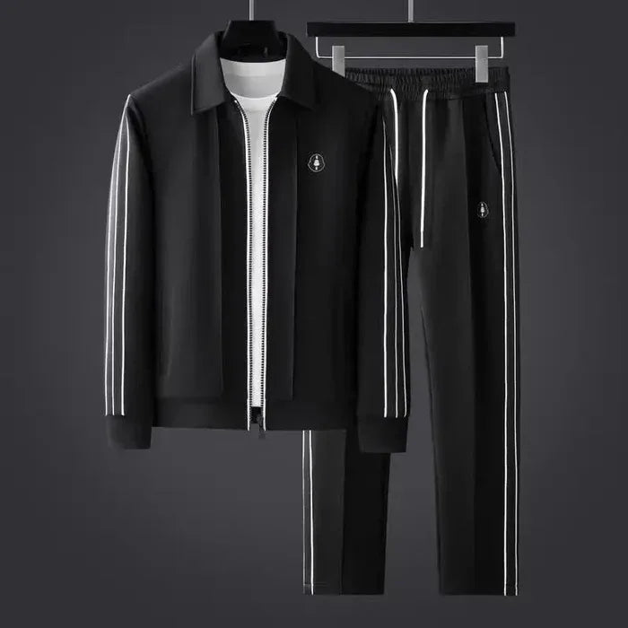 Men's Tracksuit Set Zip-Up Jacket Joggers Black.webp