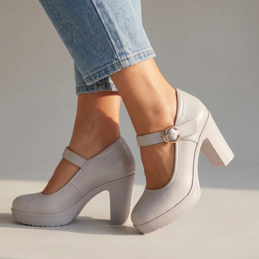 Beige Celeste Round-Toe Heels (Copy) 8