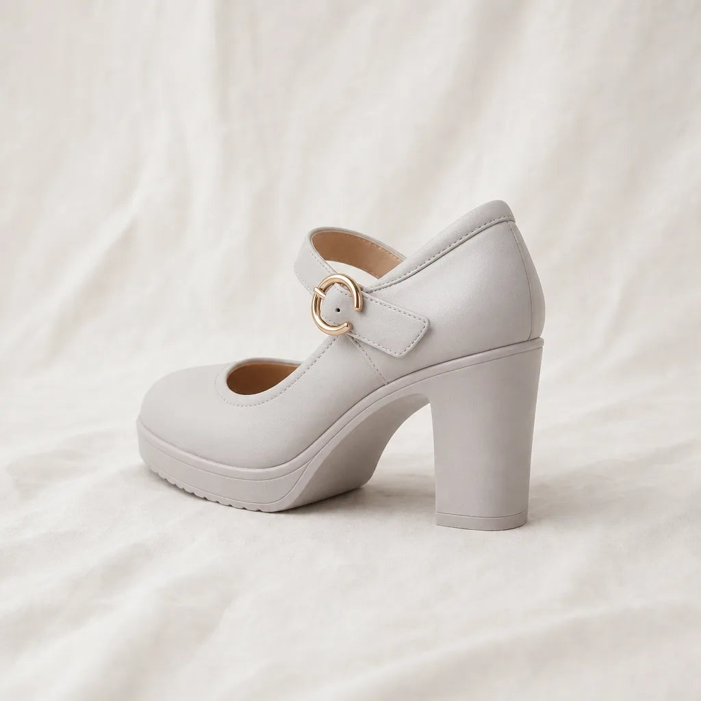 Beige Celeste Round-Toe Heels (Copy) 7