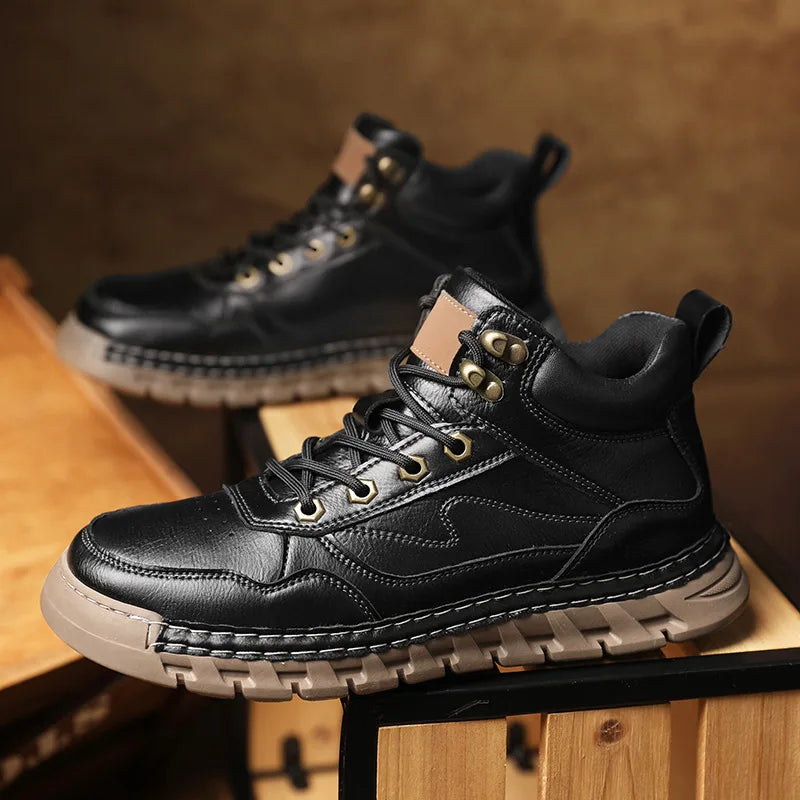 Men's Black Rayburn | Men's Leather Trainer Boots