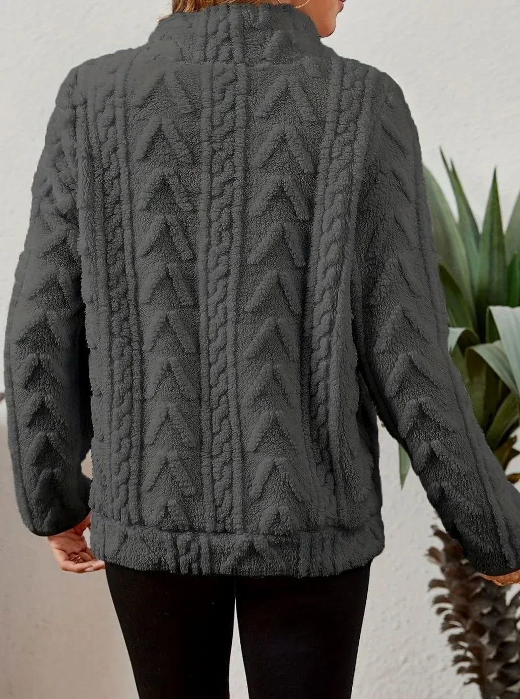 Cozy Fleece Half-Zip Sweater Dark Grey.webp