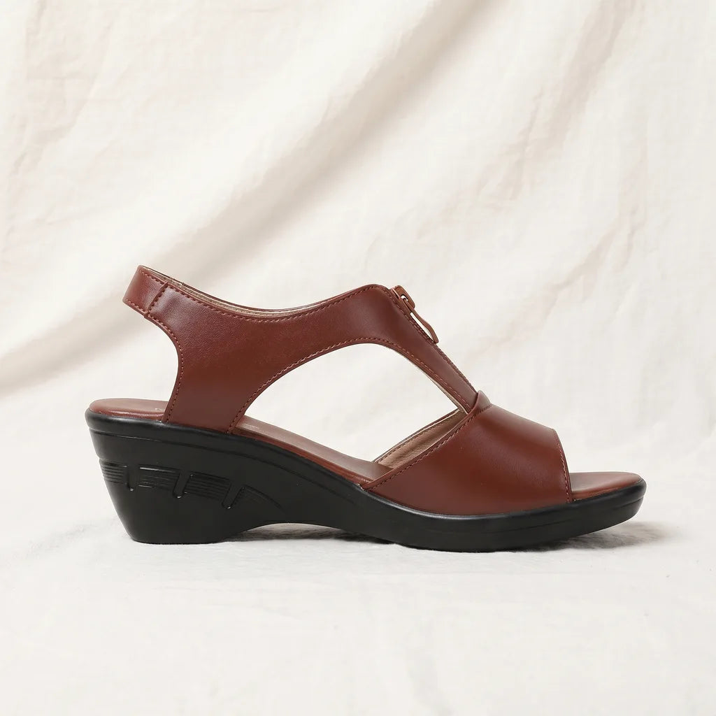 Wine Red Dudley Wedge Peep-Toe Sandals (Copy) 1