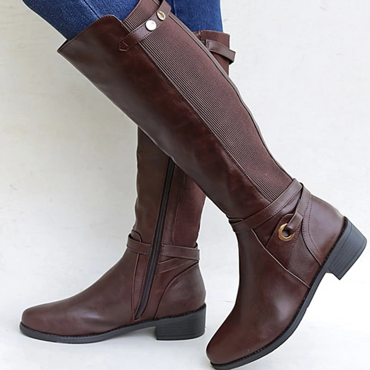 Regina Knee High Boots - Brown
