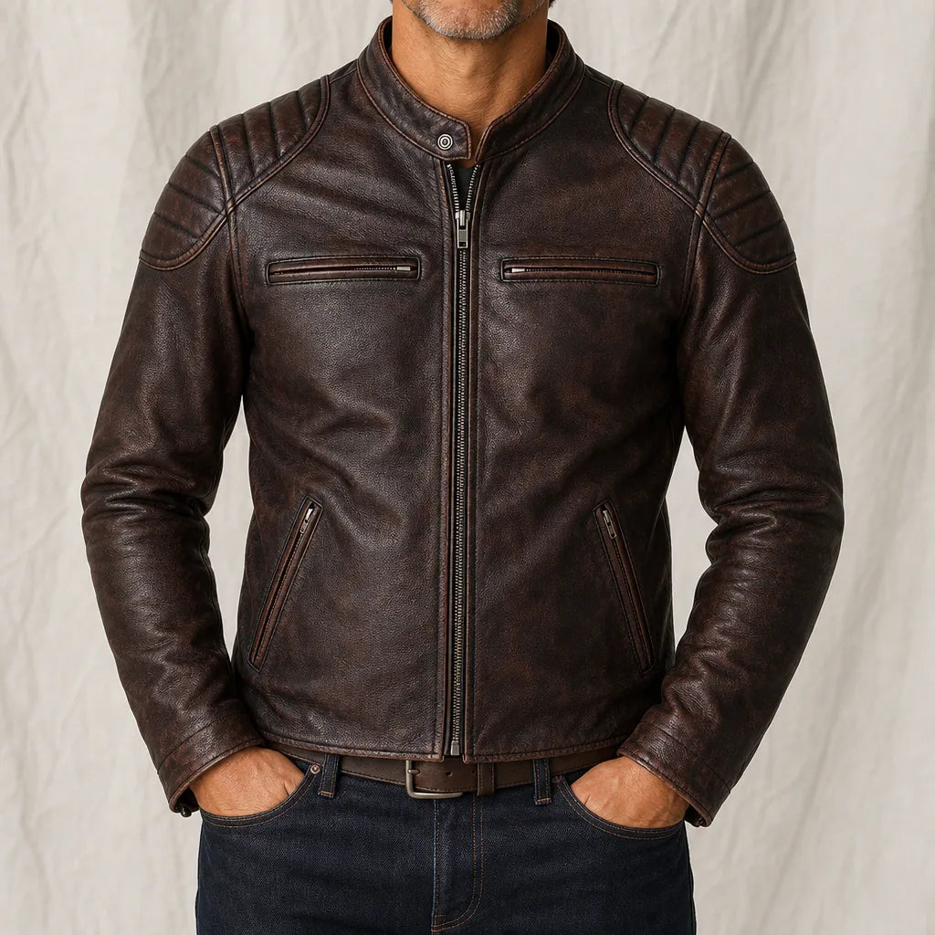 Men's Brown Ritchie Distressed Leather Jacket