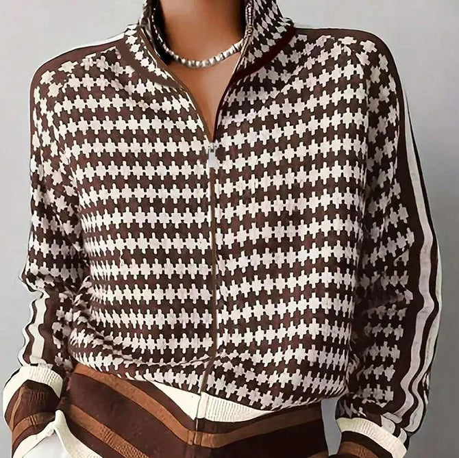 Women's Riya | Women's Patterned Zip-Front Cardigan
