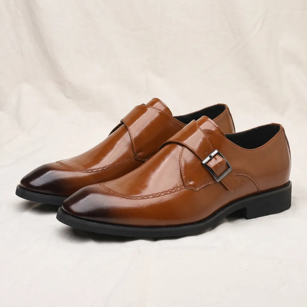 Roman Buckle Loafers - Color:Brown;Size:38
