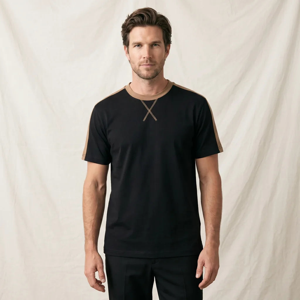 Men's Black Roman Cotton Oversized Tee