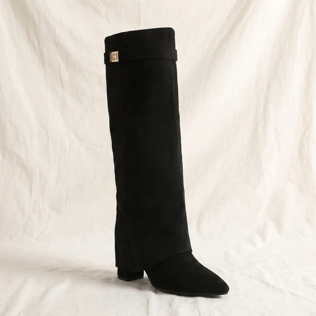 Women's Black Briggs Pointed Knee Boots