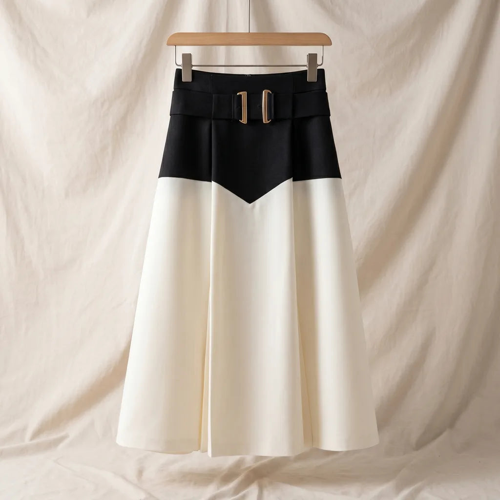 Sanna High-Waist A-Line Skirt - Color:Black;Size:M