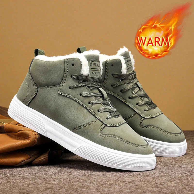Seaver | Men's Warm-Lined High-Top Trainers - Color:Dark Green;Size:39