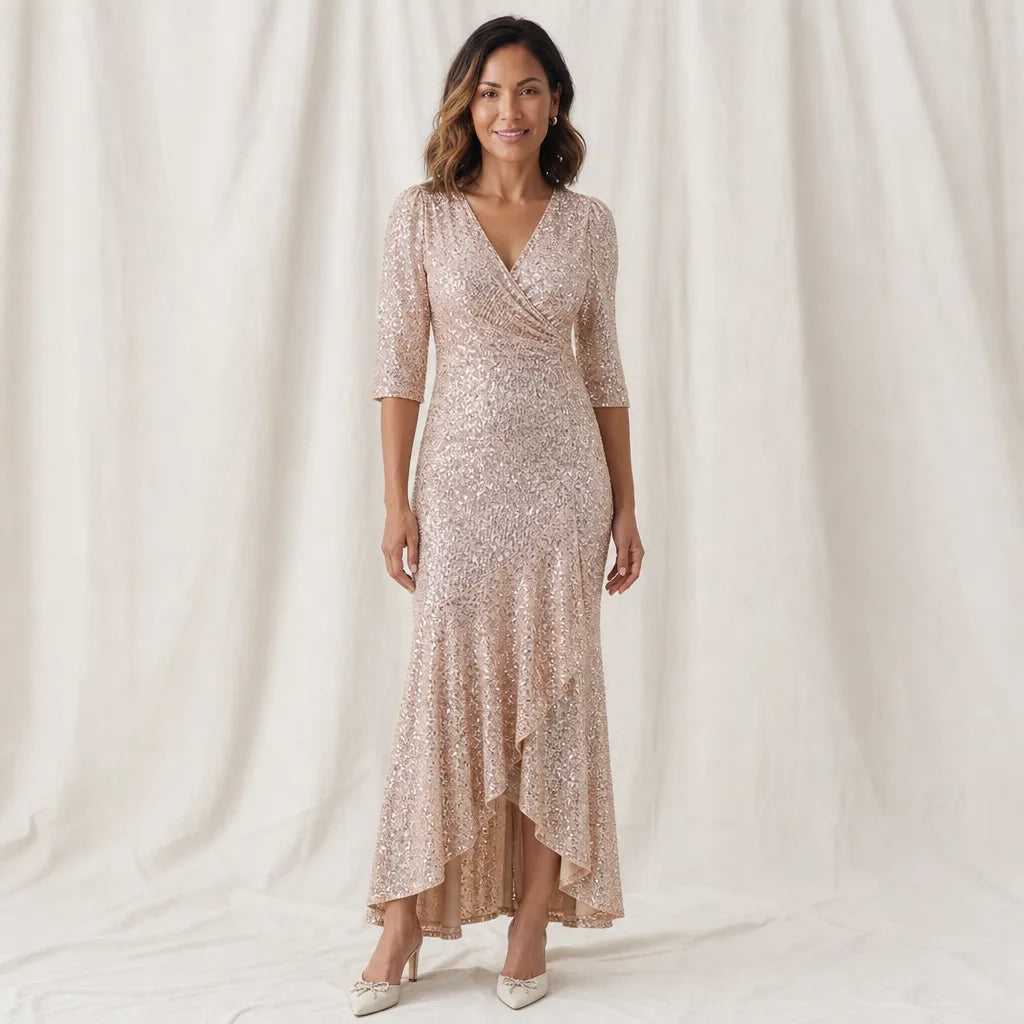 Women's Champagne Selene Sequin Mermaid Gown
