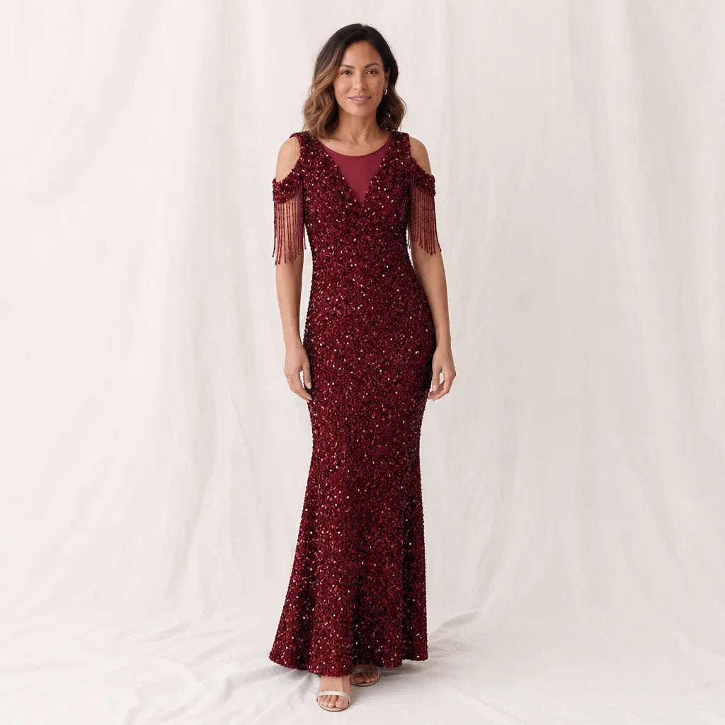Women's Wine Red Knowles Sequin Evening Dress