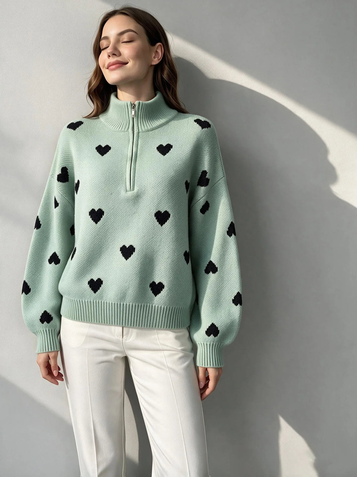 Sienna | Women's Knitted Jumper - Color:Light Green;Size:XS