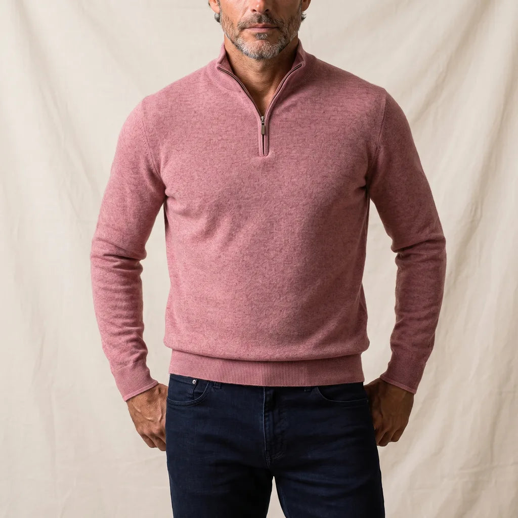 Sinclair | Men's Quarter-Zip Jumper - Color:Pink;Size:XS