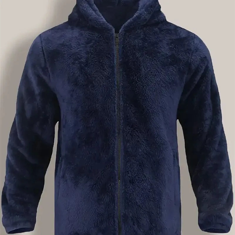 Stafford | Men's Fleece Hooded Zip Jacket -No match - Color:Navy;Size:S